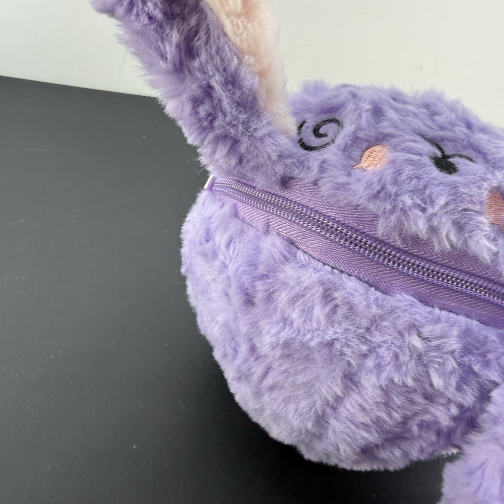 Authentic Baby Three Series Big-head Baby Zipper Bag Purple Plush Nice! - Picture 7 of 11